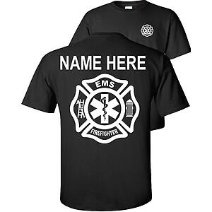 Custom Firefighter EMS T-Shirt Emergency Medical Services Firefighter star of life
