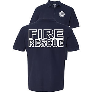 Fair Game . Fire Rescue Short Sleeve Polo Shirt Navy
